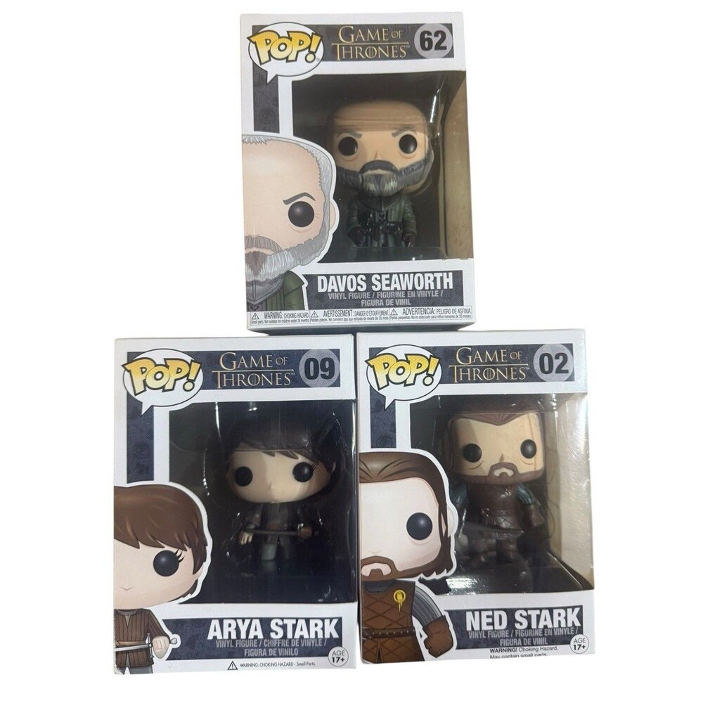 Funko Pop Game of Thrones Lot 3 Arya Stark Ned Stark Davos Seaworth Vinyl